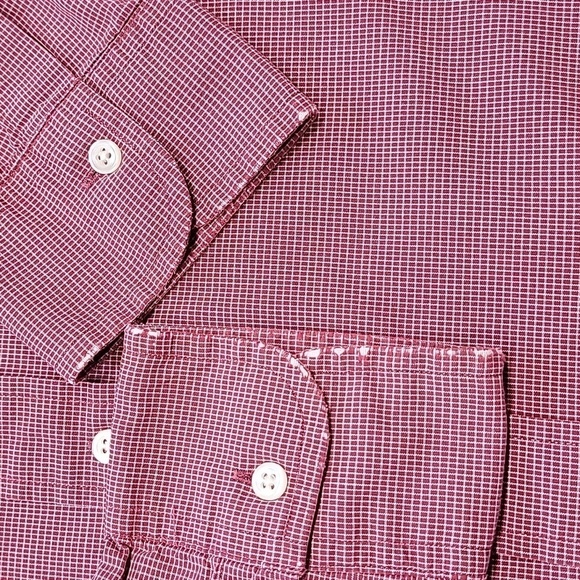 Brooks Brothers Size L (16-4) Burgundy & White Checkered Long Sleeve Button Down - Picture 11 of 11